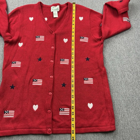Quacker Factory Cardigan Sweater Womens Medium USA American Flag 4th of July Red - Picture 7 of 10